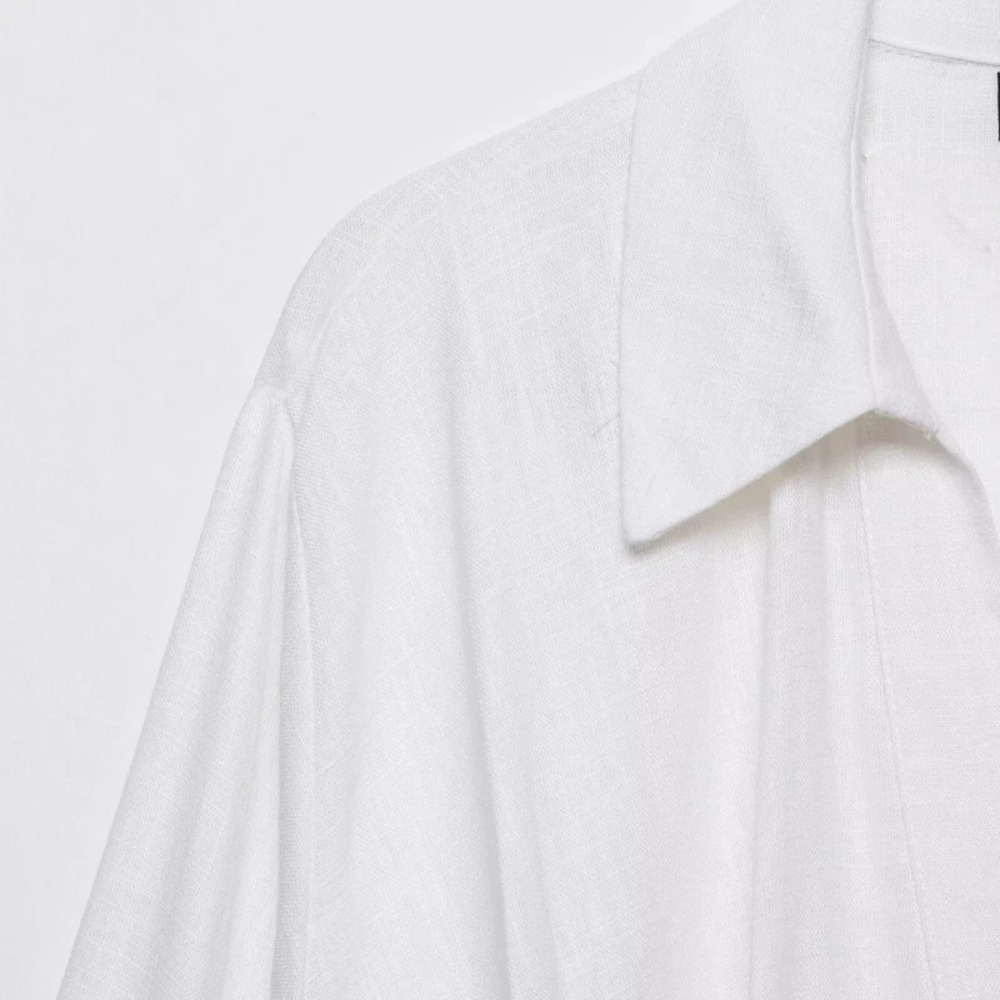 ZARA Summer Wind Simple Pleated Lapel Solid Shirt